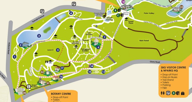 แผนผังบริเวณภายในสวนพฤษศาสตร์ของประเทศสิงคโปร์(Singapore-Botanic-Garden)