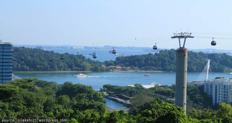 cable car กระเช้าลอยฟ้าข้ามจากเกาะเซนโตซ่าและภูเขาเฟเบอร์