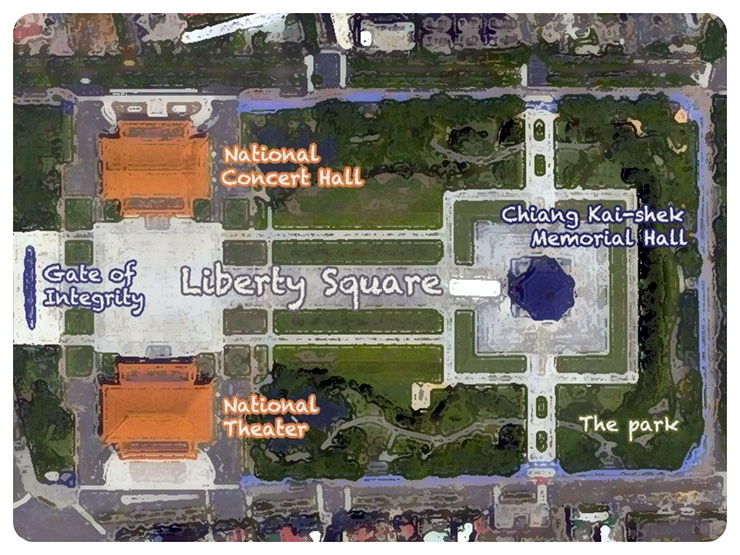 แผนผังบริเวณจตุรัสเสรีภาพแห่งไทเป Liberty Square