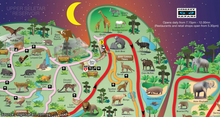 กด ดาวน์โหลดแผนที่สวนสัตว์กลางคืน ไนท์ซาฟารี(Night Safari Singapore)