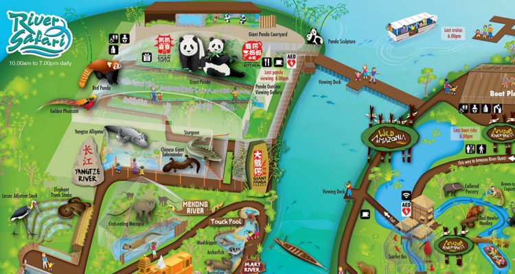 กด ดาวน์โหลดแผนที่สวนสัตว์ริเวอร์ ซาฟารี River Safari Singapore