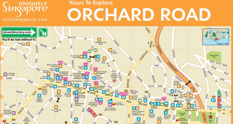 คลิกดู ไฟล์ PDF แผนที่บริเวณถนนออชาร์ด Orchard Road Map
