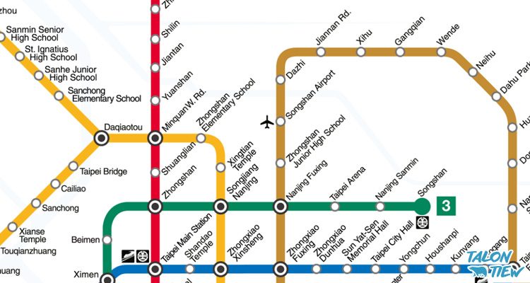 แผนที่รถไฟใต้ดิน MRT ไทเป ไต้หวัน