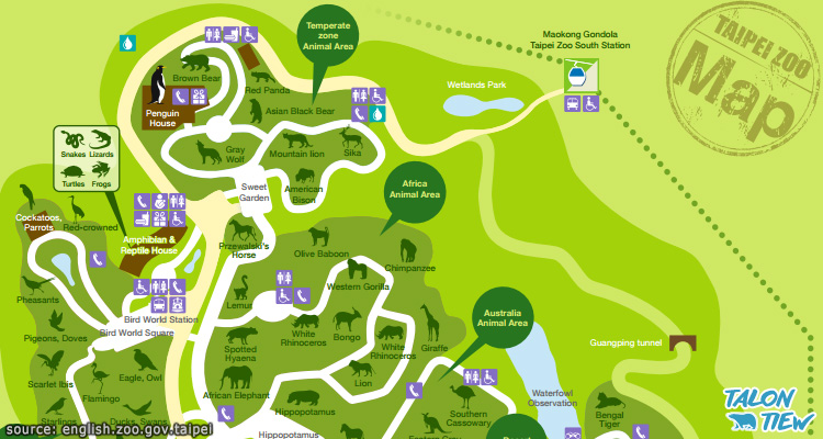 ดาวน์โหลดแผนผังสวนสัตว์ไทเป Taipei Zoo