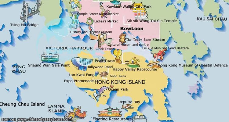 แจกฟรี แผนที่จุดท่องเที่ยวยอดฮิตในฮ่องกง