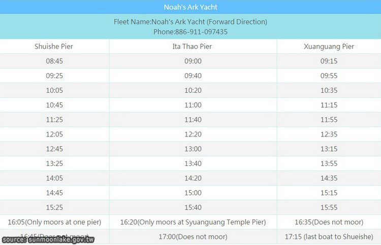 ตารางเดินเรือ Noah's Ark Yacht