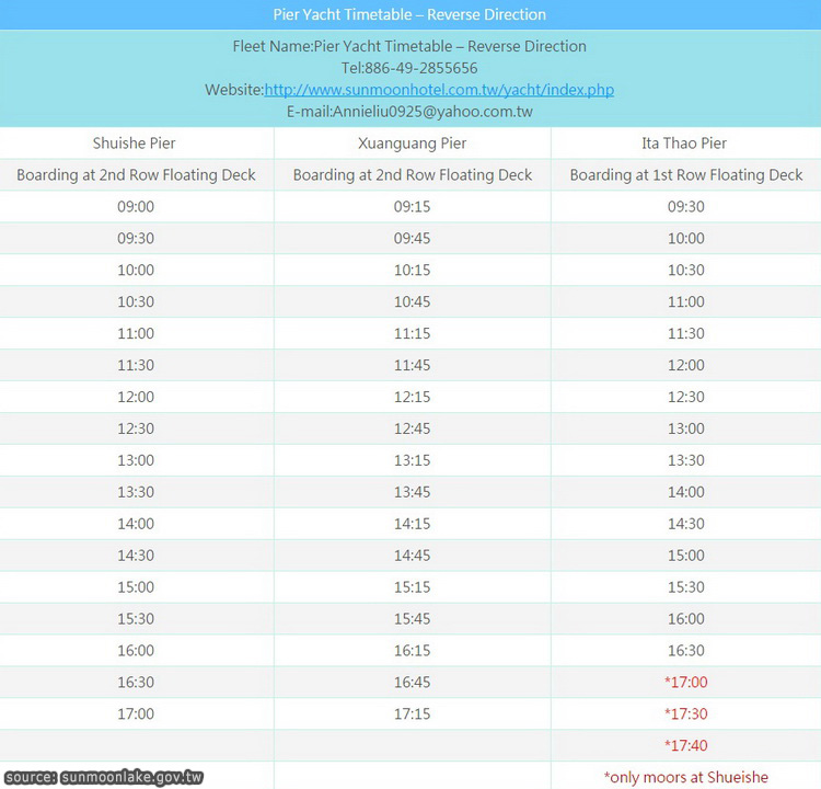 ตารางเดินเรือ Pier Yacht